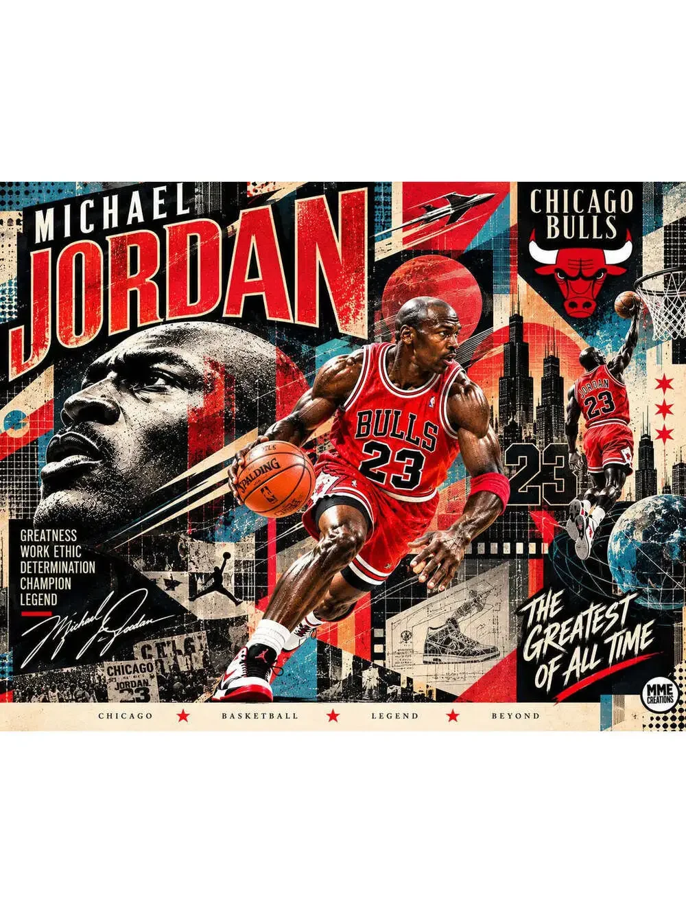 4737 Michael Jordan Retro-Futurism × Collage AG Collection 8x10 Landscape Print